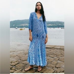 Zara Blue Floral Maxi Dress